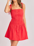 Tie Strap Pintuck Mini Dress
