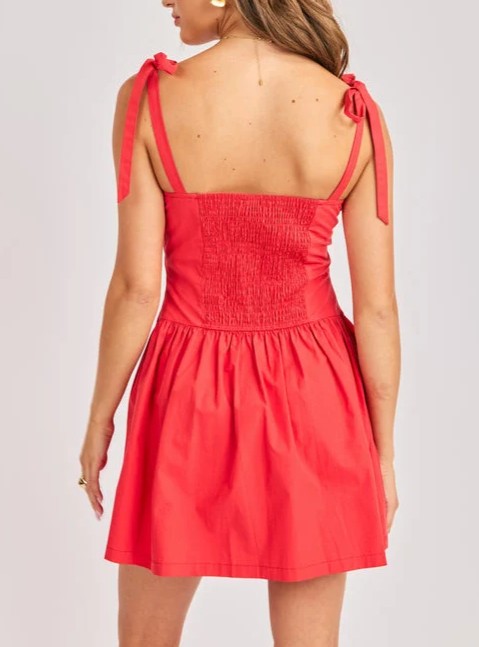 Tie Strap Pintuck Mini Dress