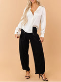 High Waist Textured Cargo Pants