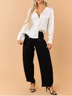 High Waist Textured Cargo Pants
