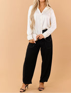 High Waist Textured Cargo Pants