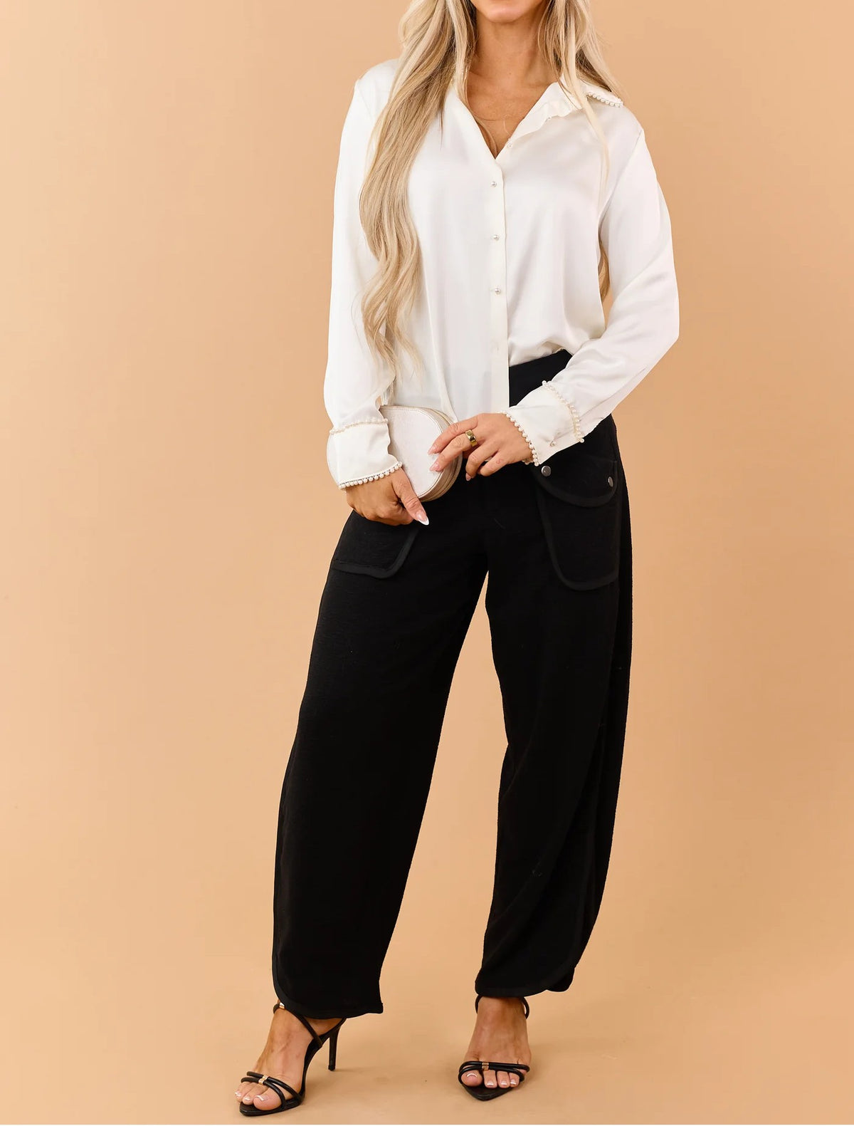 High Waist Textured Cargo Pants