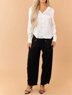 High Waist Textured Cargo Pants