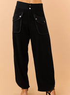 High Waist Textured Cargo Pants