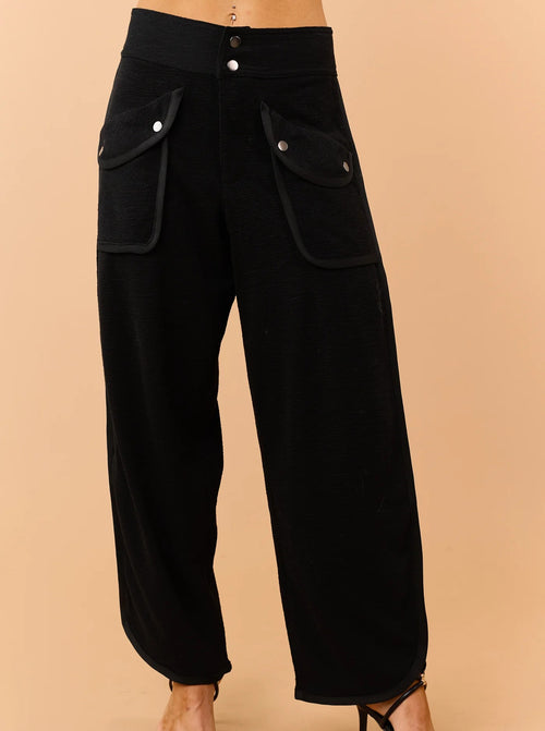 High Waist Textured Cargo Pants