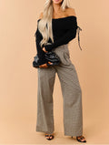 Gingham Pleated Wide Leg Pants