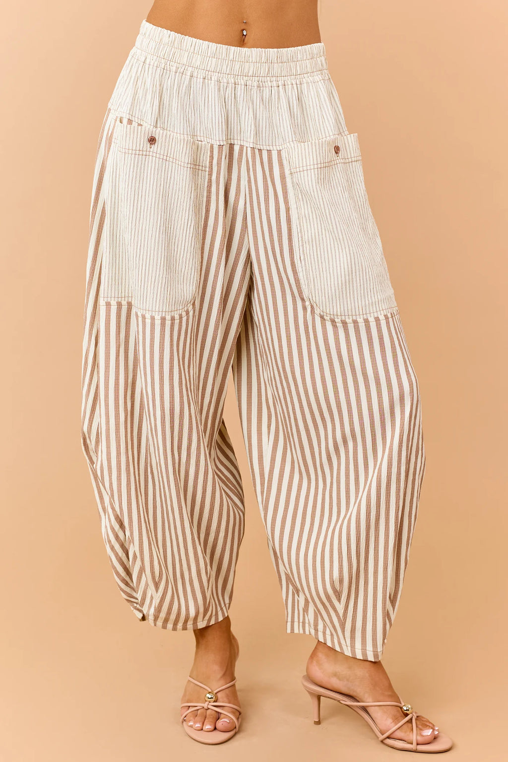 Striped Textured Wide Crop Pants