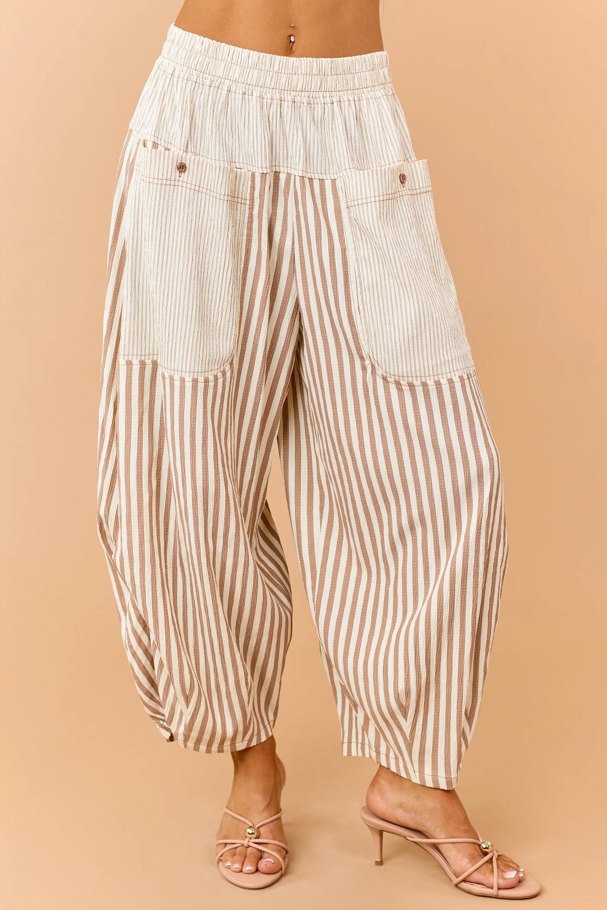 Striped Textured Wide Crop Pants